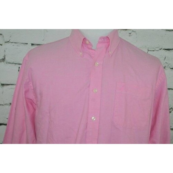 Nautica Men Oxford Pink Long Sleeve Dress Shirt Button Down Size 16 1/2 32/33 - Picture 2 of 11